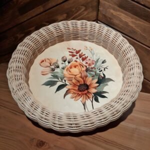 Ahşap Tabanlı ve Bambu Kenarlı Sunum Tepsisi