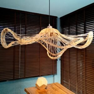 "Dalga" Tasarım El Örgüsü Bambu Sarkıt Avize