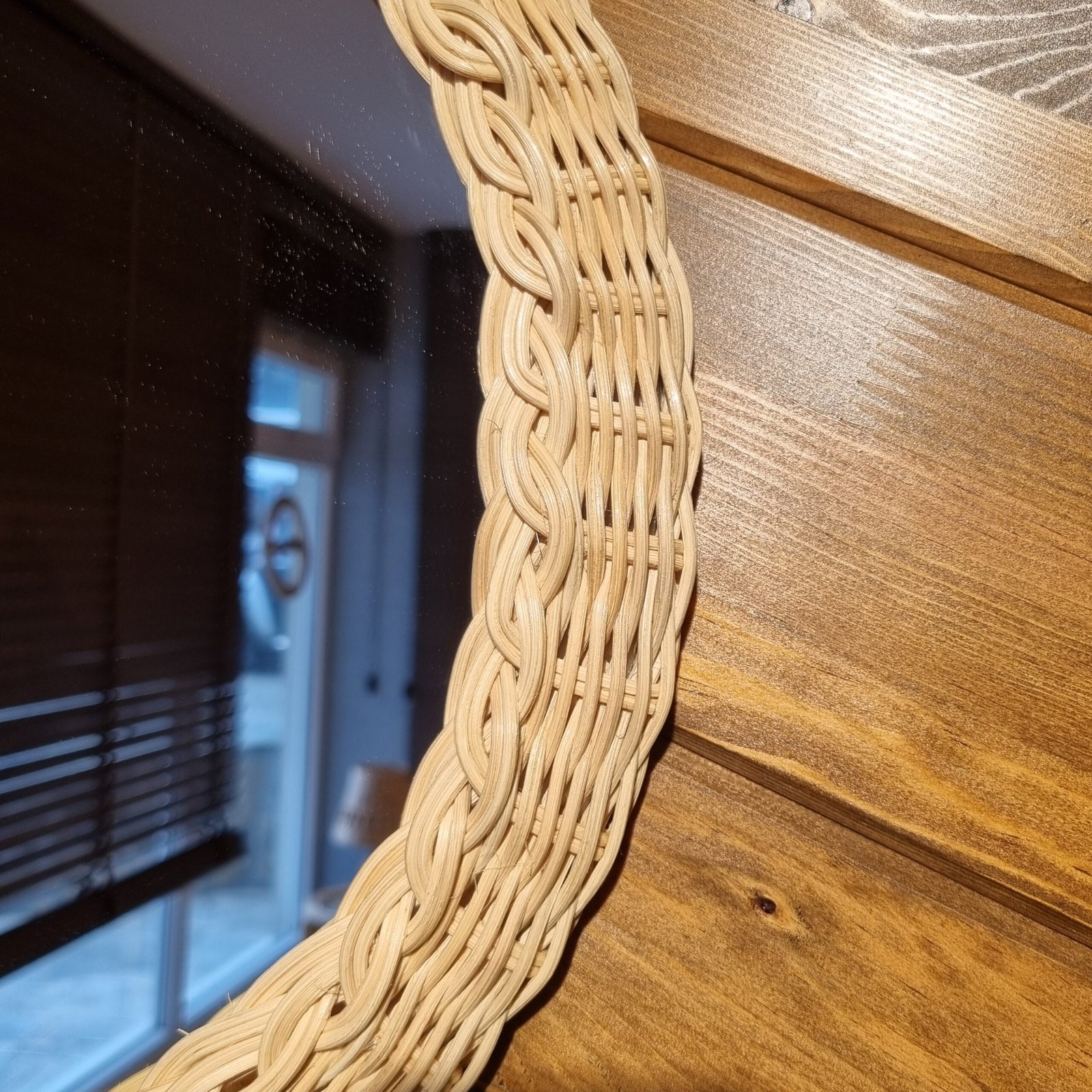 Örgü Yuvarlak Bambu Ayna - Görsel 3