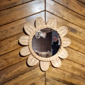 Papatya Modeli El Örgüsü Bambu Ayna