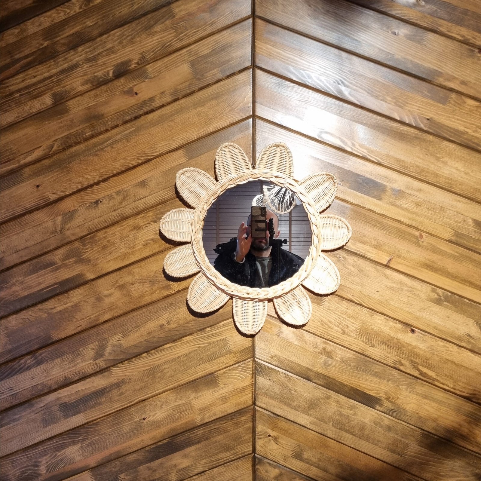 Papatya Modeli El Örgüsü Bambu Ayna - Görsel 2