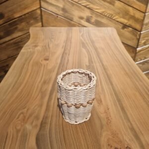 Ahşap Boncuklu Silindir Bambu Organizer