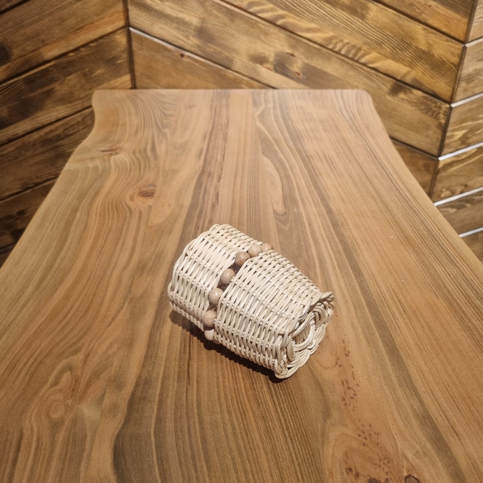 Ahşap Boncuklu Silindir Bambu Organizer - Görsel 3