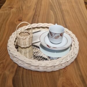 Aynalı Oval Bambu Sunum Tepsisi